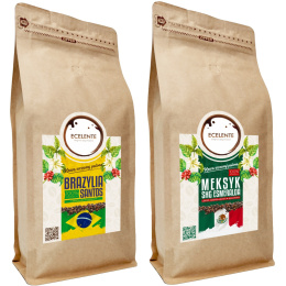 Kawa Ziarnista Zestaw 2x1kg - Brazylia + Meksyk - Speciality - 100% Arabica - Świeżo Palona